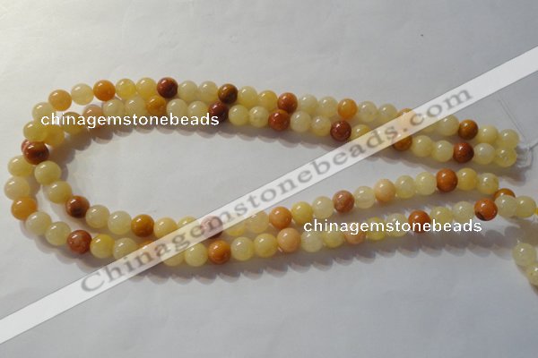 CYJ262 15.5 inches 8mm round mixed color yellow jade beads wholesale