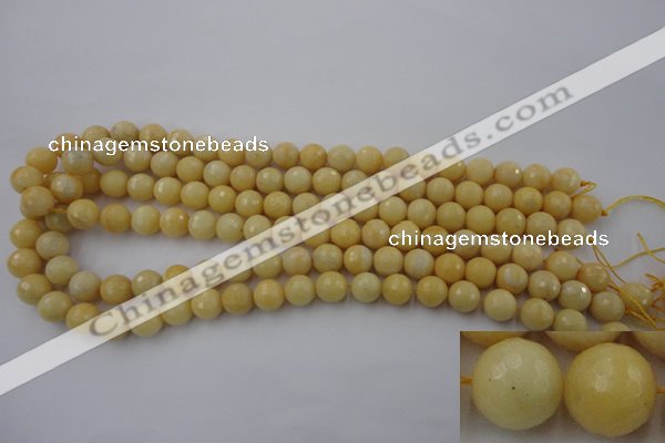 CYJ312 15.5 inches 8mm faceted round yellow jade beads wholesale