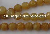 CYJ323 15.5 inches 8mm faceted round yellow jade beads wholesale