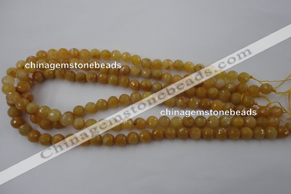 CYJ323 15.5 inches 8mm faceted round yellow jade beads wholesale