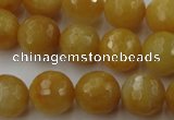 CYJ325 15.5 inches 12mm faceted round yellow jade beads wholesale