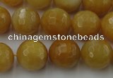 CYJ326 15.5 inches 14mm faceted round yellow jade beads wholesale