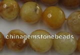 CYJ327 15.5 inches 16mm faceted round yellow jade beads wholesale