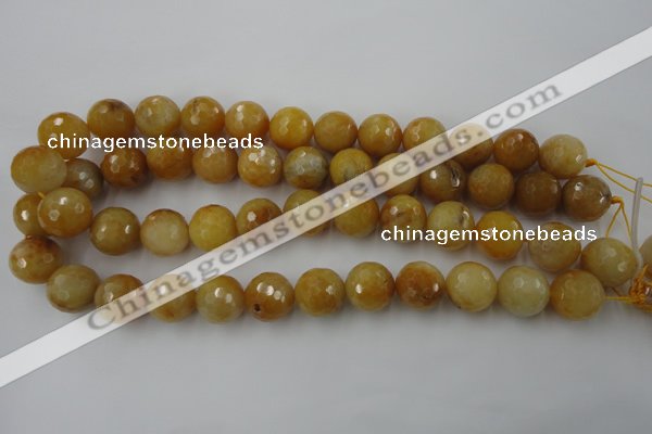 CYJ327 15.5 inches 16mm faceted round yellow jade beads wholesale