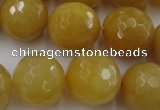 CYJ328 15.5 inches 18mm faceted round yellow jade beads wholesale