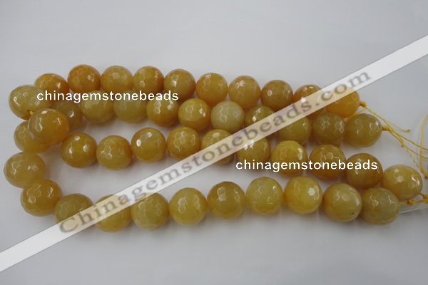 CYJ328 15.5 inches 18mm faceted round yellow jade beads wholesale