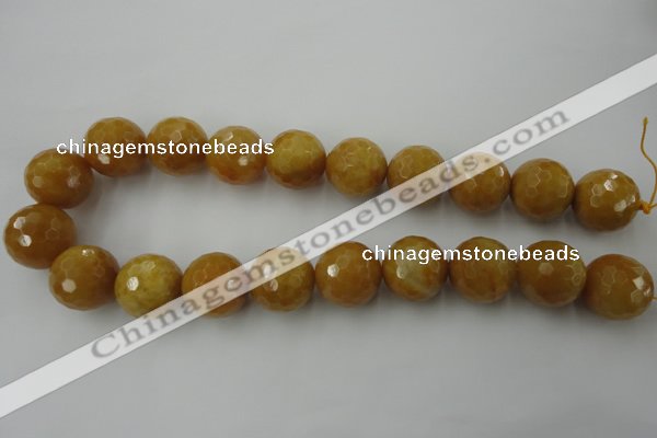 CYJ329 15.5 inches 20mm faceted round yellow jade beads wholesale