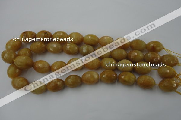 CYJ335 15.5 inches 16*20mm faceted rice yellow jade beads wholesale