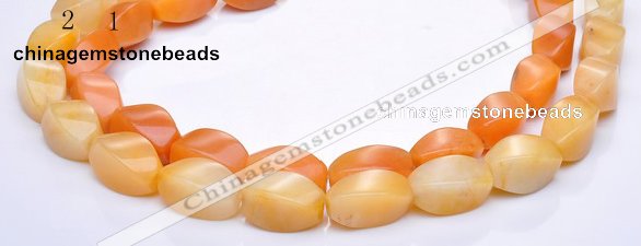 CYJ40 10*14mm twisted rice yellow jade gemstone beads Wholesale