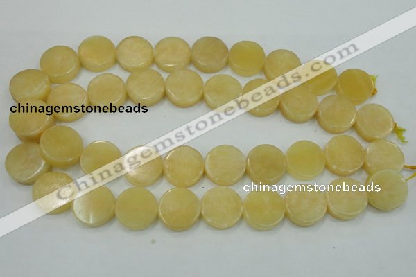 CYJ51 15.5 inches 20mm coin yellow jade gemstone beads wholesale