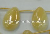 CYJ54 20*30mm top-drilled twisted teardrop yellow jade gemstone beads