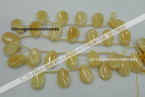 CYJ54 20*30mm top-drilled twisted teardrop yellow jade gemstone beads