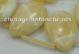 CYJ55 22*30mm top-drilled flat teardrop yellow jade gemstone beads