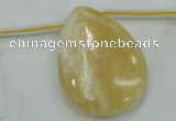 CYJ56 30*40mm top-drilled flat teardrop yellow jade gemstone beads