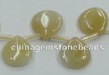 CYJ57 15*15mm top-drilled flat teardrop yellow jade gemstone beads