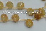 CYJ58 15.5 inches 10*12mm briolette yellow jade gemstone beads