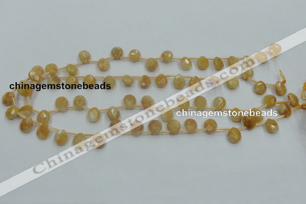 CYJ58 15.5 inches 10*12mm briolette yellow jade gemstone beads