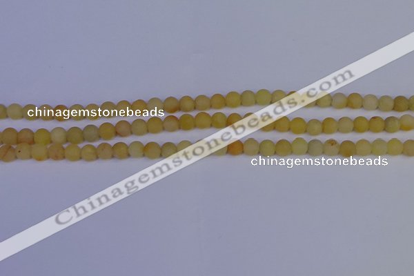 CYJ600 15.5 inches 4mm round matte yellow jade beads wholesale