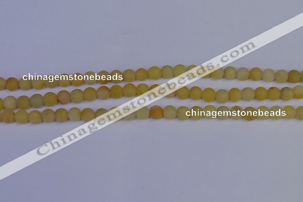 CYJ601 15.5 inches 6mm round matte yellow jade beads wholesale