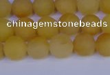 CYJ602 15.5 inches 8mm round matte yellow jade beads wholesale