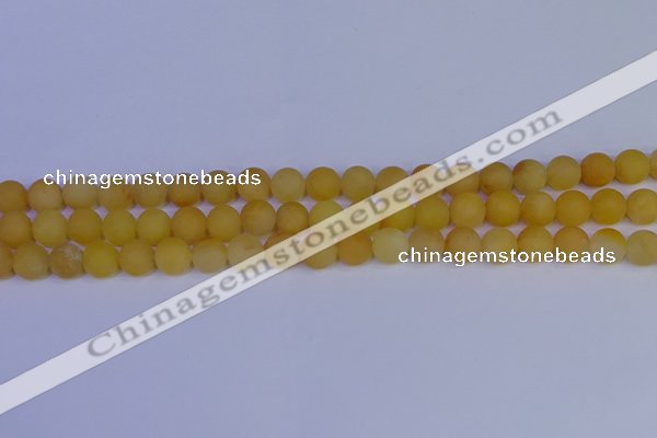 CYJ602 15.5 inches 8mm round matte yellow jade beads wholesale