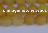 CYJ603 15.5 inches 10mm round matte yellow jade beads wholesale