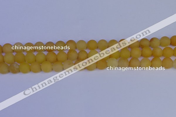 CYJ603 15.5 inches 10mm round matte yellow jade beads wholesale