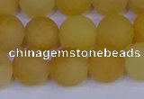 CYJ604 15.5 inches 12mm round matte yellow jade beads wholesale