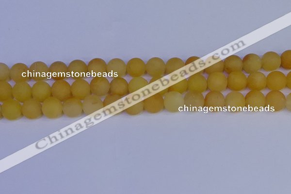 CYJ604 15.5 inches 12mm round matte yellow jade beads wholesale