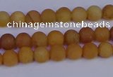 CYJ610 15.5 inches 4mm round matte yellow jade beads wholesale