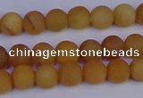 CYJ611 15.5 inches 6mm round matte yellow jade beads wholesale