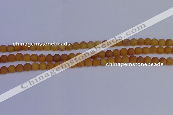 CYJ611 15.5 inches 6mm round matte yellow jade beads wholesale