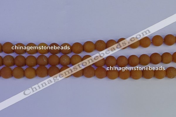 CYJ613 15.5 inches 10mm round matte yellow jade beads wholesale