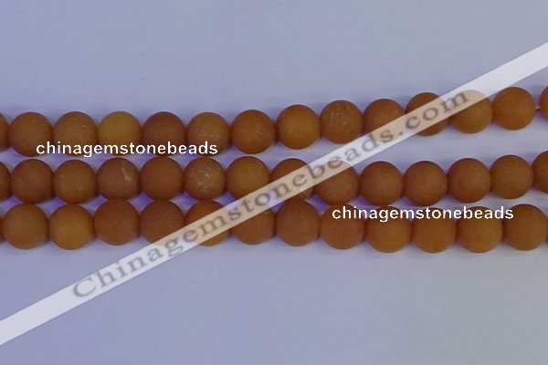 CYJ615 15.5 inches 14mm round matte yellow jade beads wholesale