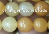 CYJ632 15.5 inches 8mm faceted round yellow jade beads wholesale