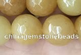 CYJ634 15.5 inches 12mm faceted round yellow jade beads wholesale