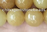 CYJ635 15.5 inches 14mm faceted round yellow jade beads wholesale