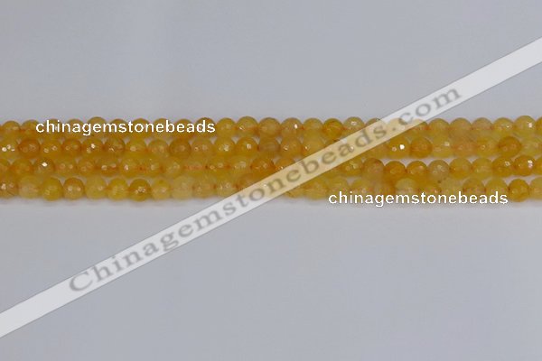 CYJ638 15.5 inches 4mm faceted round yellow jade beads wholesale