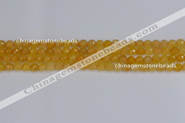 CYJ639 15.5 inches 6mm faceted round yellow jade beads wholesale