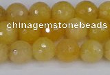 CYJ640 15.5 inches 8mm faceted round yellow jade beads wholesale