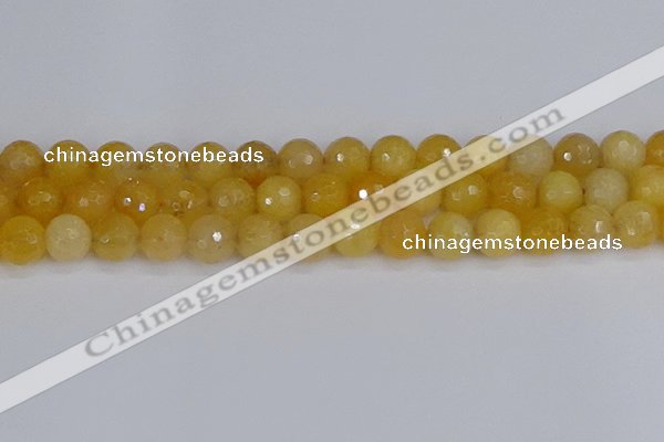 CYJ642 15.5 inches 12mm faceted round yellow jade beads wholesale