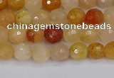 CYJ645 15.5 inches 4mm faceted round mixed yellow jade beads