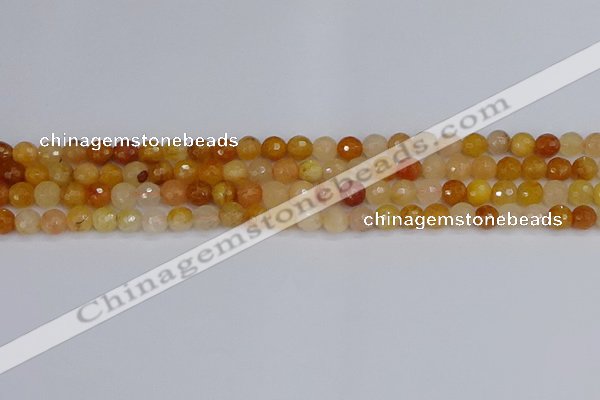 CYJ645 15.5 inches 4mm faceted round mixed yellow jade beads