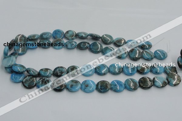 CYQ58 15.5 inches 16mm flat round dyed pyrite quartz beads wholesale