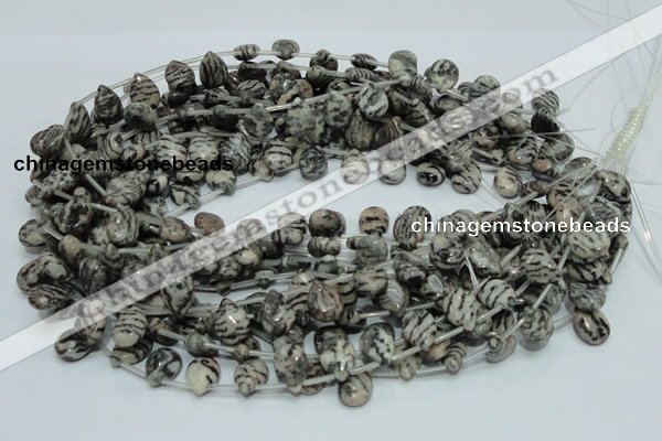 CZJ12 16 inches 10*14mm flat teardrop zebra jasper gemstone beads