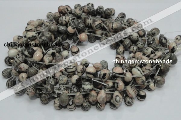 CZJ17 16 inches 10*14mm teardrop zebra jasper gemstone beads wholesale