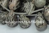 CZJ18 16 inches 13*18mm teardrop zebra jasper gemstone beads wholesale