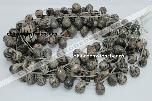 CZJ18 16 inches 13*18mm teardrop zebra jasper gemstone beads wholesale