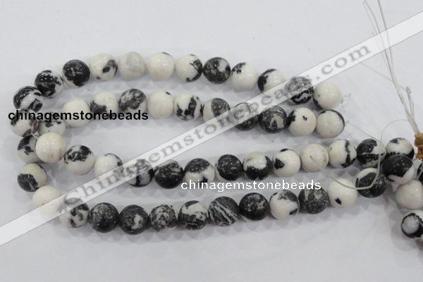 CZJ206 15.5 inches 14mm round black & white zebra jasper beads