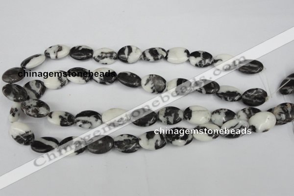 CZJ220 15.5 inches 13*18mm oval black & white zebra jasper beads